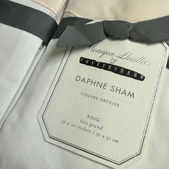 NWT Pottery Barn Monique Lhuillier Daphne Organic Percale King Shams in Shell - Picture 6 of 7